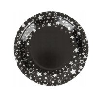 Papīra šķīvji 18 cm, vienreizlietojami, melni, 15 gab., zvaigznes
