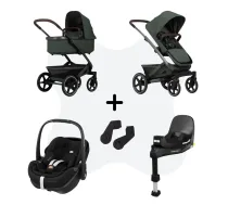 (Jauni) Joolz Geo 3 Forest Green 4-in-1 – Maxi-Cosi Pebble 360 Pro 2 + FamilyFix 360 Pro ISOFIX