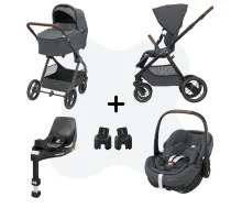 (Jauni) Maxi-Cosi Oxford Plus Twillic Graphite 4-in-1 – Pebble 360 Pro 2 + FamilyFix 360 Pro ISOFIX