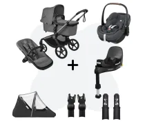 (Jauni) Thule Urban Glide 3 Dark Slate 4-in-1 + Maxi-Cosi Pebble 360 Pro 2 + FamilyFix 360 Pro ISOFIX