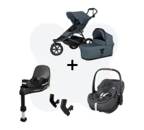 (Jauni) Thule Urban Glide 3 Dark Slate 4-in-1 + Maxi-Cosi Pebble 360 Pro 2 + FamilyFix 360 Pro ISOFIX