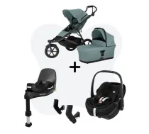 (Jauni) Thule Urban Glide 3 Mid Blue 4-in-1 + Maxi-Cosi Pebble 360 Pro 2 + FamilyFix 360 Pro ISOFIX