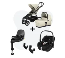 (Jauni) Thule Urban Glide 4 Soft Beige 4-in-1 + Maxi-Cosi Pebble 360 Pro 2 + FamilyFix 360 Pro ISOFIX