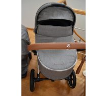 (Lietoti) Cybex Priam 3.0 Chrome Brown Frame Manhattan Grey Pluss Kulbu rati (Pelēki)