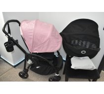 (Lietoti) Bugaboo Bee 6 Black sēžam rati + rozā kapuce, krūzīšu turētājs