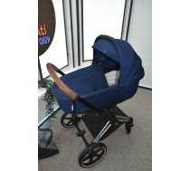 (Lietoti) Cybex Priam 4.0 Indigo Blue Chrome brown frame Kulbu rati (Zili)