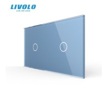 Livolo Zils stikla panelis 1+1 7011-69