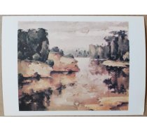 Valdis Kalnroze "Upes ainava" 1986. gada mākslas pastkarte 15x10,5 cm