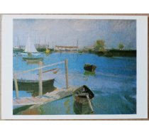 Eduards Kalniņš "Ainava ar laivām" 1983. gada mākslas pastkarte 15 * 10,5 cm