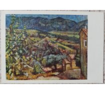 Vladas Eidukevičius 1968. gads Kalnu ainava ar ēkām 14,5x10,5 mākslas pastkarte