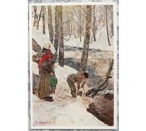 Jānis Rozentāls 1953 Ziemas ainava 10x14 cm mākslas pastkarte PSRS