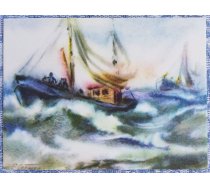 Egons Cesnieks 1963 "Akvarelis, jūra, šoneris" 14x10,5 cm mākslas pastkarte PSRS
