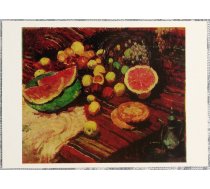 Jusufs (Yusufhai) Elizarovs 1975 "Klusā daba ar arbūzu" mākslas pastkarte 15x10,5 cm