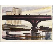 Romis Bēms 1961. gada pastkarte "Ainava ar tiltu" 15x10,5 cm