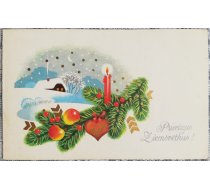 "Priecīgus Ziemassvētkus!" 1989. gada pastkarte PSRS 14x9 cm Ainava ar piparkūkām
