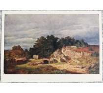 Ādolfs Kosareks 1955 Centrālās Bohēmijas ainava 15x10,5 cm PSRS mākslas pastkarte