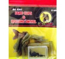 LEAD CLIPS & ROLLING SWIVEL 6 sets EXC