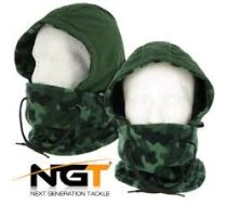 NGT Deluxe Camo Snood Kamuflāžas Kapuce medībām un makšķerēšanai ar sejas sargu.