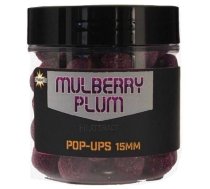 Dynamite 15mm Mulberry Plum Foodbait Pop-ups, Zīdkoka un plūmju garšas peldošās boilas