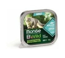 MONGE BWILD Cat ADULT Codfish with vegetables 100g konservi kaķiem (uz vietas)