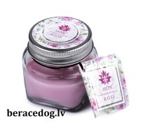 Aromātiskā svece stikla burciņā ar vārda plāksnīti 28 g ROZE (Uz vietas)