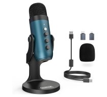 ZEALSOUND USB kondensatora mikrofons, k66 Teal Cardioid Condenser Podcast Mic iPhone PC Phone PS5, ar trokšņu samazināšanu