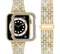 Wutwuk Apple Watch sieviešu siksniņa 40mm ar dimanta kristāla cieto aizsargrāmi (SE 2024/SE/6/5/4)