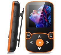 AGPTEK MP3 atskaņotājs Bluetooth 5.0 Sport 32GB ar 1,5 collu TFT krāsu ekrānu, mini mūzikas atskaņotājs ar klipsi, ar neatkarīgu skaļuma pogu, FM radio, soļu skaitītāju (oranžs)