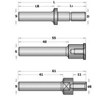 CMT C924 Slot Cutter Arbor with Spacers - S-12, D-M8, L1-47