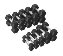 Hanteles TUNTURI Platinum Hex Rubber Dumbbell, 1-50kg