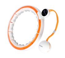 Vingrošanas rinķis ar atsvaru un skaitītāju HHM21 HULA HOP WHITE/ORANGE MAGNETIC WITH WEIGHT + COUNTER HMS