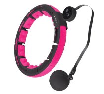 Vingrošanas rinķis ar atsvaru un skaitītāju HHM16 HULA HOOP BLACK/PINK MAGNETIC WITH WEIGHT + COUNTER HMS