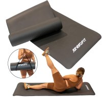 Fitnesa paklājiņš NBR pretslīdes pārklājs 183x61x1,5cm melns + Enero Fit pārvalks