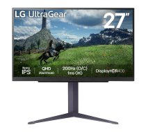 LG LCD Monitor||27"|IPS Panel|2560x1440|16:9|180Hz|1 ms|Pivot|Height Adjustable|Tilt|Black|27GS85Q-B (27GS85Q-B)