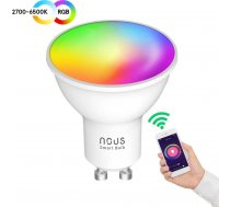 Spuldze LED GU10  230V  4 5W  350lm  2700K - 6500K  RGB  SMART Wi-Fi  vadama caur aplikaciju  TUYA / Smart Life  P8  NOUS ( 5907772033906 NOUS P8 ) apgaismes ķermenis