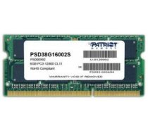 Patriot Signature 8GB [1x8GB 1600MHz DDR3 CL11 SO-DIMM] ( PSD38G16002S PSD38G16002S PSD38G16002S ) operatīvā atmiņa
