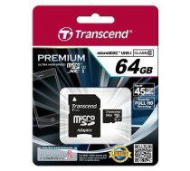 TRANSCEND 64GB MicroSDXC Cl10 UHS-1 w/ad ( TS64GUSDU1 TS64GUSDU1 TS64GUSDU1 ) atmiņas karte