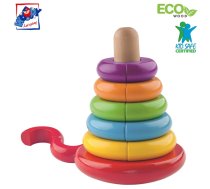 Woody 90674 Attīstoša krāsaina Eko Koka Piramīda-konstruktors ar magnētiskiem elementiem (13gab.) bērniem no 2 gadi + (13x17cm) ( WD90674 )