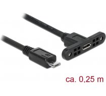 DeLOCK 0.25m  2xUSB2.0 Micro-B 0.25m Micro-USB B Micro-USB B black USB Kabe... ( DE 85245 85245 ) kabelis  vads