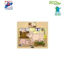 Woody 93010 Eko koka attīstošā puzle "Siventiņi" (12gab.) bērniem no 3 gadiem + (17x13cm) ( WD93010/P WD93010/P WD93010/P )