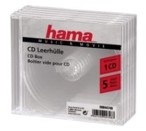 HAMA CD Box 5 units transparent jewel ( 4007249447487 44748 4007249447487 44748 44748H HAMA 00044748 ) diskdzinis  optiskā iekārta