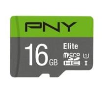 PNY Micro SD Card Elite 16 GB HC Class 10 UHS I U1 SD adapter (P-SDU16GU185GW-GE) 0751492593708 ( P SDU16GU185GW GE ) USB Flash atmiņa
