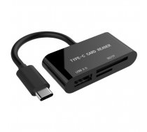 Gembird compact USB Type-C SDXC combo card reader  OTG  black ( UHB CR3 02 UHB CR3 02 UHB CR3 02 ) karšu lasītājs