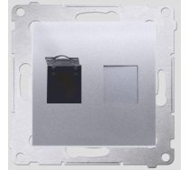 Kontakt-Simon Gniazdo komputerowe SIMON54 pojedyncze RJ45 kat.6 z przeslona srebrne - D61.01/43 D61.01/43 (5902787824594) ( JOINEDIT17165930 )