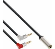 InLine Slim Audio Y-Adapterkabel  3 5 mm Klinke  2x Stecker auf 1x Buchse  15cm - schwarz ( 99251 99251 99251 ) kabelis video  audio