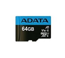 ADATA microSDXC UHS-I Class 10 64GB Premier with Adapter A1 ( AUSDX64GUICL10A1 RA1 ) atmiņas karte