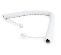 Gembird Telephone handset spiral cord  RJ10 (4P4C)  2m  white ( TC4P4CS 2M W TC4P4CS 2M W TC4P4CS 2M W ) tīkla kabelis
