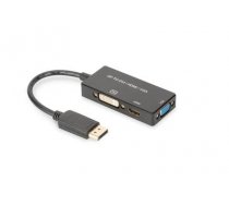 Adapter Cable Displayport 4K 30Hz / 1080p 60Hz Type DP / HDMI (UHD) + DVI-I + VGA (FHD) M / Z black 0 20m ( AK 340418 002 S AK 340418 002 S ) adapteris