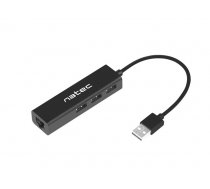 Natec Hub USB 2.0 DRAGONFLY 3-ports + RJ45  Black ( NHU 1413 NHU 1413 NHU 1413 ) USB centrmezgli