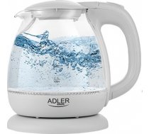 Adler Kettle AD 1283G Standard 1100 W 1 L Plastic/ glass White/ transparent 360° rotational base 5902934833417 ( AD 1283G ) Elektriskā Tējkanna